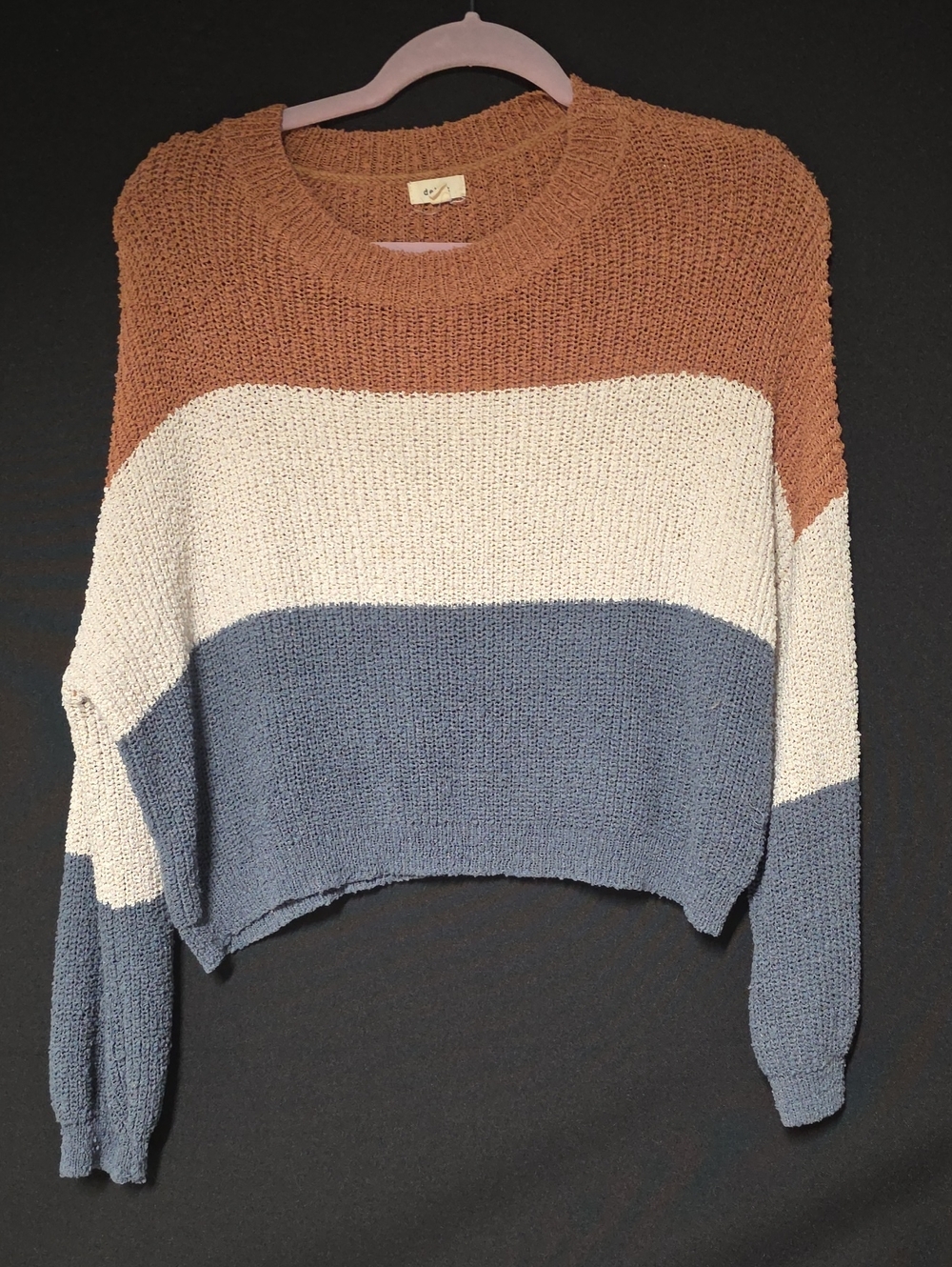 debut Rust, Cream & Slate Blue Colorblock Crew Sweater